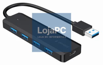 Gembird UHB-U3P4P-02 hub de interfaz USB 3.2 Gen 1 (3.1 Gen 1) Type-A 5000 Mbit/s Preto