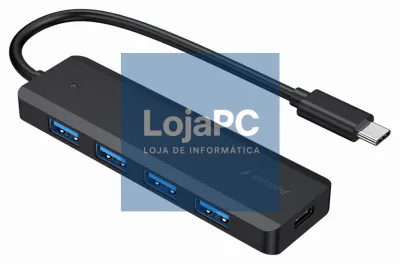 Gembird UHB-CM-U3P4P-01 hub de interfaz USB 3.2 Gen 1 (3.1 Gen 1) Type-C Preto