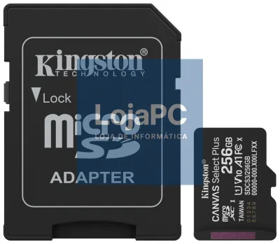 Kingston Technology 256GB microSDXC Canvas Select Plus Gen3 150MB/s A1 (inclui adaptador de SD)