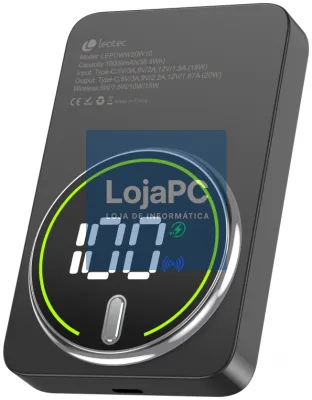 Leotec Power Bank sem fios 10000mAh 20W Preto