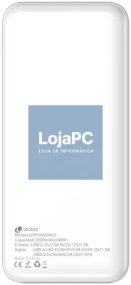 Leotec LEPOW20W22W powerbank Polímero de lítio 20000 mAh Branco