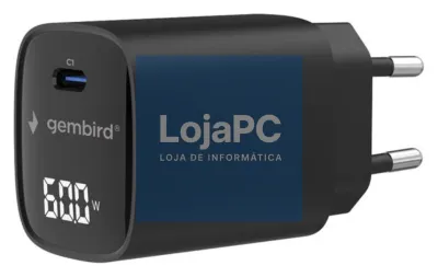 Gembird TA-UC-1C-PD60LCD-01-BK carregador de dispositivo telemóvel Portátil, Smartphone, Tableta Preto Corrente alterna Carga rápida Interior