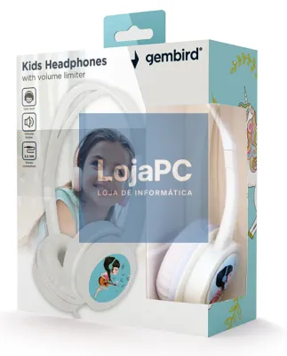 Gembird MHP-JR-W auscultador y casco Auscultadores Alámbrico Diadema Música Branco