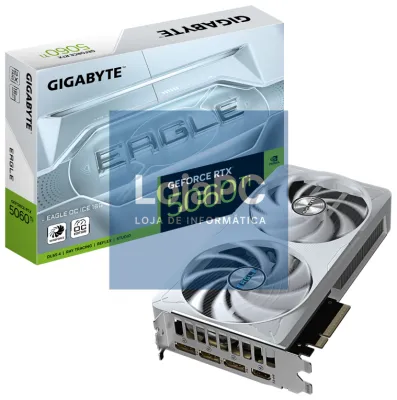 GIGABYTE GeForce RTX 5060 Ti EAGLE OC ICE 16G Placa gráfica – 16 GB GDDR7, 128 bits, PCI-E 5.0, 2617 MHz Frequência del núcleo, 3 x DisplayPort, 1 x HDMI, GV-N506TEAGLEOC ICE-16GD