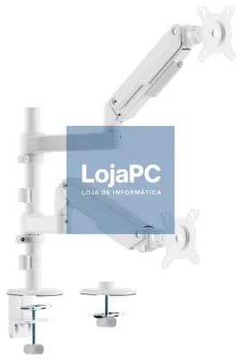 AISENS Suporte de mesa Eco Contrapeso Rotativo e Inclinável para Monitor/TV 9kg (3 PIVOTES, 2 BRAZOS) de 17-32, Branco
