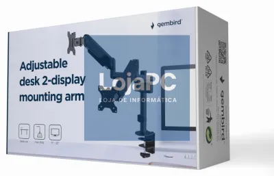 Gembird MA-DA2P-01 suporte para monitor 81,3 cm (32") Secretária Preto