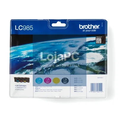 Tinteiro BROTHER LC985VVALBP Pack 4 Cores - DCP-J125/315W/515W, MFC-J220/265W/415W