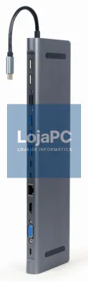 Gembird A-CM-COMBO9-01 base para portátil y replicador de portas USB 3.2 Gen 1 (3.1 Gen 1) Type-C Cinzento