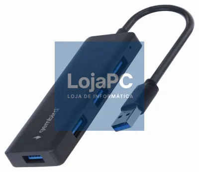 Gembird UHB-U3P4-03 base para portátil y replicador de portas Alámbrico USB 3.2 Gen 1 (3.1 Gen 1) Type-A Preto