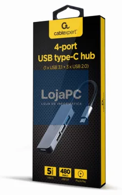 Gembird UHB-CM-U3P1U2P3-01 base para portátil y replicador de portas Alámbrico USB 3.2 Gen 1 (3.1 Gen 1) Type-C Prateado