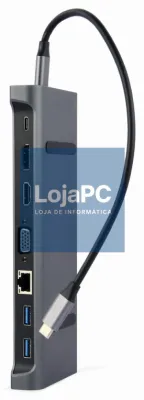 Gembird A-CM-COMBO9-02 base para portátil y replicador de portas Alámbrico USB 3.2 Gen 1 (3.1 Gen 1) Type-C Cinzento