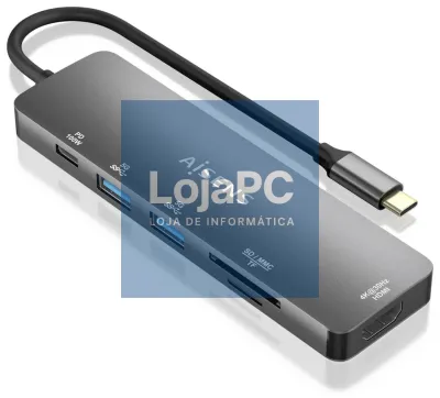 AISENS ASUC-6P016-GR base para portátil y replicador de portas Alámbrico USB 3.2 Gen 1 (3.1 Gen 1) Type-C