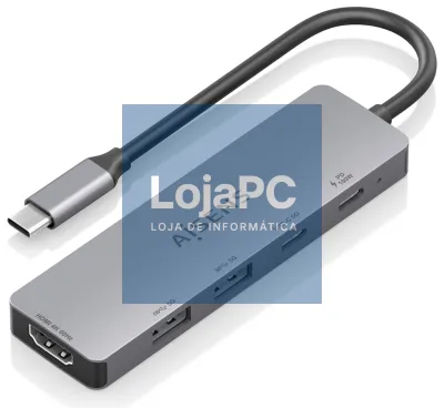 AISENS USB-C Dock 5 en 1, USB-C a 1xHDMI 2xUSB-A 1xUSB-C 1xUSB-C PD, Cinzento, 15cm