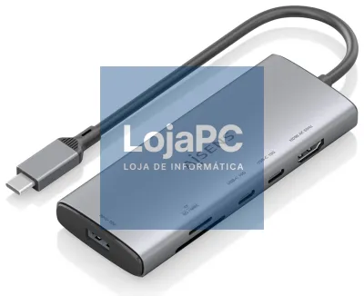 AISENS USB-C Dock 6 en 1, USB-C a 1xHDMI, 1xUSB-A 10G, 2xUSB-C 10G, 1xSD, 1xMicroSD, Cinzento, 20cm