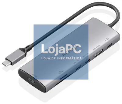 AISENS USB-C Dock 7 en 1, USB-C a 1xHDMI, 1xUSB-A 10G, 2xUSB-C 10G, 1xSD, 1xMicroSD, 1xUSB-C PD 100W, Cinzento, 20cm