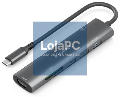 AISENS USB-C Dock 7 en 1, USB-C A, 1x HDMI, 2x USB-A USB2.0, 1x USB-A USB3.0, 1x USB-C PD 100W, 1x SD, 1x MicroSD, Cinzento, 15cm