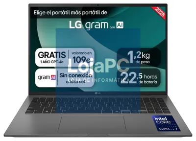 LG Gram 16ZD90T Intel Core Ultra 5 225H Portátil 40,6 cm (16") WQXGA 16 GB LPDDR5x-SDRAM 512 GB SSD Wi-Fi 7 (802.11be) FreeDOS Preto