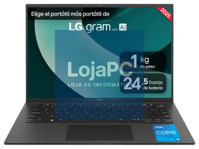 LG Gram Intel® Core™ i5 i5-1334U Portátil 35,6 cm (14") WUXGA 8 GB LPDDR4x-SDRAM 256 GB SSD Wi-Fi 6E (802.11ax) FreeDOS Preto QWERTY Espanhol
