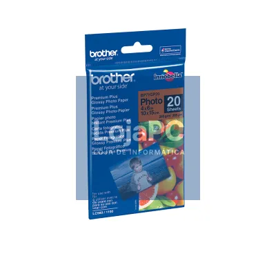 Brother Papel "Glossy" 10x15. 20 folhas. p/ 130/ 145/ 330/ 350/ 240/ 440/ 465/ 540/ 560/ 660/ 750/ 770/ 3360/ 5460/ 845/ 885