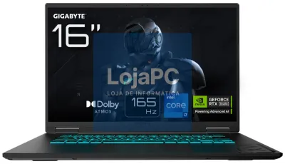 GIGABYTE Gaming A16 CVH Portátil - 16" 165Hz WUXGA, Intel Core i7-13620H, NVIDIA RTX 5060, 32GB DDR5 5200MHz, 1 x SSD Gen4 de 1TB, DOS, Garantía de 2 anos, Dolby Atmos, A16 CVHI3ES864SD