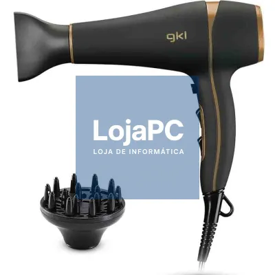 Secador GKL Onyx 2200/ 2200W/ Iónico/ Preto y Dourado
