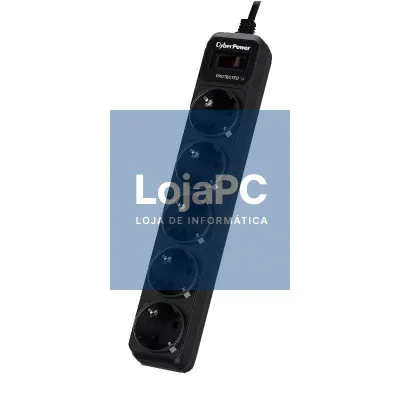 Extensão com interruptor Cyberpower B0520SC0-DE/ 5 Tomadas de corrente/ Cabo 1.8m/ Preta