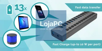 Hub de carregamento i-tec USB 3.0 13 portas + Carregador de corrente 60 W