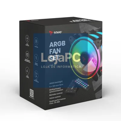 KIT 4 SAVIO PC FANS WITH REMOTE CONTROL